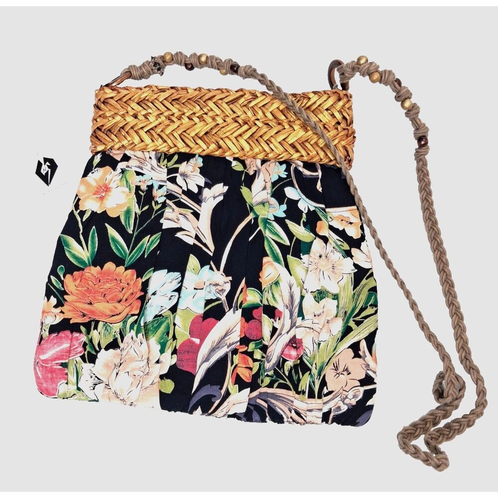 Cappelli Straworld Inc. Floral Tropical Print Snap Button Crossbody Vintage Bag